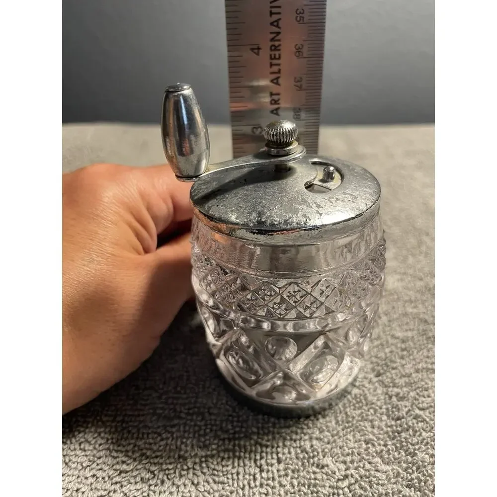 Vintage George S. Thompson Glass Pepper Grinder Mill Patent Applied For